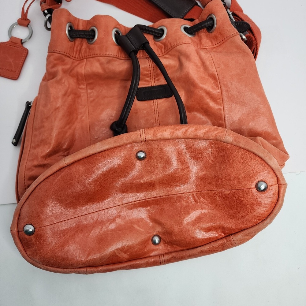 Ellington Bucket Purse Shoulder Bag Italian Leather Orange - Picture 5 of 16